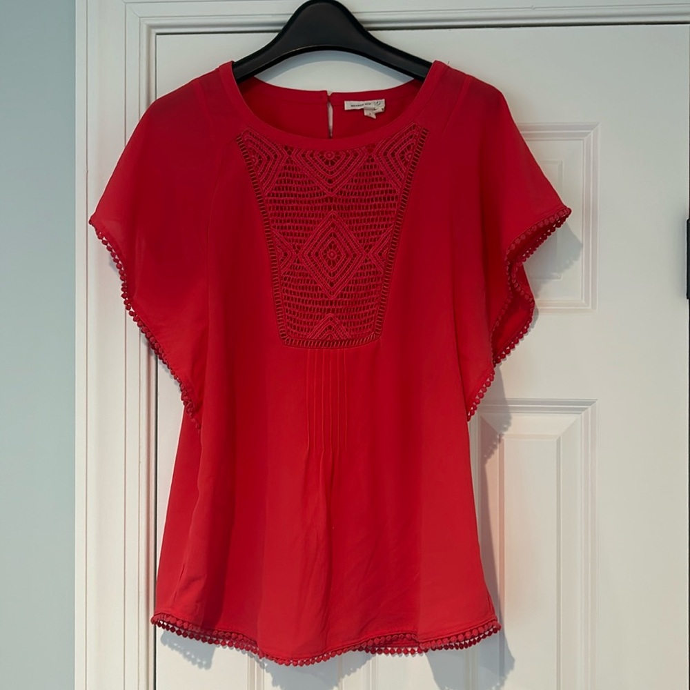 Anthropologie — Meadow Rue brand dark coral drapey short sleep top w/ cut outs